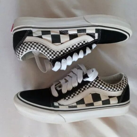 Vans Checkerboard lace up black/white Sneakers Size 7 - Picture 1 of 7